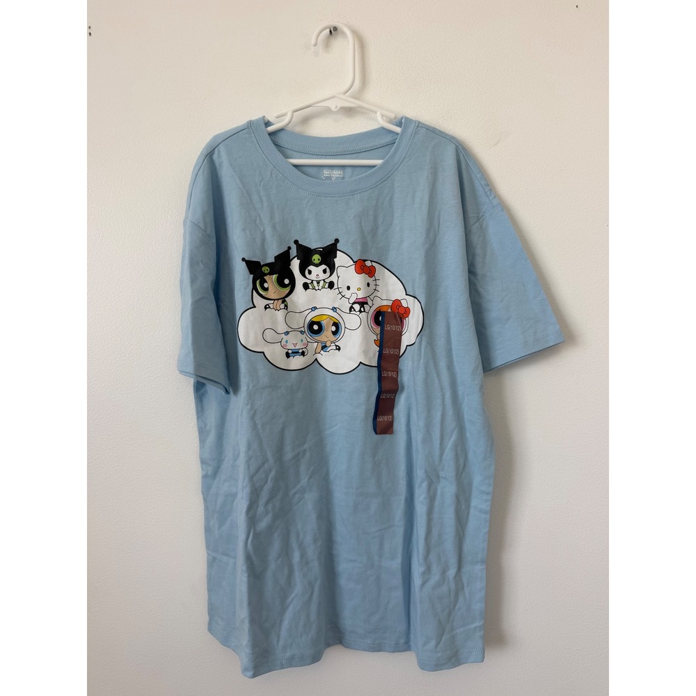 Hello Kitty x Powerpuff Girls Oversized Graphic T-Shirt – Blue – Girls Large - Picture 2 of 7
